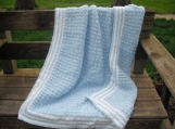  Handmade Crocheted Baby Toddler Blanket Blue and White