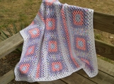 Pastel Granny Squares and Stripes Crochet Baby Toddler Blanket