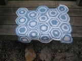 Small Crochet Baby Blanket Blue and White Swirl