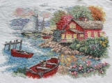 Handmade cross stitch finished product - seaside c