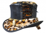 Steampunk Cheetah Velvet Top Hat