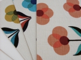 Fabric Postcards - Set of 3 - Retro 3 petal flowers in 3 colors