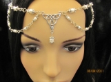 Silver White Pearl Triquetra Head Chain Hair Chain Headpiece
