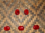 Ruby Red  & Gold Earrings with Bracelet