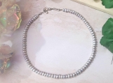 Silver Blue Freshwater Pearl Beaded Choker Necklace