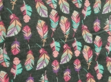 Pink & turquoise feather receiving blanket