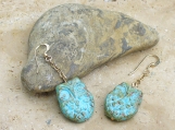 Turquoise Opaque Owl Light Picasso Finish 2 Sided Earrings