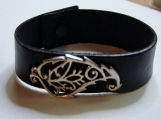 Black Leather and Silver Strap Bracelet