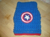 Crocheted Captain America dog sweater. x small, small,  medium  