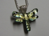 Fused Glass Dichroic Necklace - Dichroic Glass Dragonfly Pendant