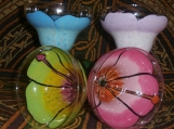 Hand painted Hibiscus margarita glasses. pastel shades. set of 4