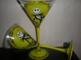 Hand painted nighmare before christma martini glasses set of 4 