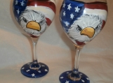 original Hand painted american flag/eagle balloon glasses. set/4