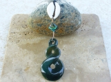 BC Jade Cowrie Shell Abalone Bead Pendant Necklace