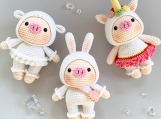 Finished Item, Amigurumi Pig Toy, High Quality Gift, Handmade Crocheted Cotton Dolls, Cosplay Piggy, Birthday Present for Kid, Gift for her