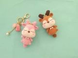 Finished Item, Cute Eik Keyring, Deer Keychain, Crochet Custom Animals Toy, Handmade Christmas Decoration, Gift for Child, Couple Presents