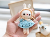 Finished Item, Rabbit Keyring, Cute Rabbit Keychain, Crochet Amigurumi Toy, Handmade Lovely Bunny, Gift for Her, Couple presents, Kawaii