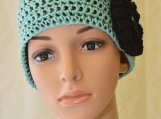 Turquoise Ear Warmer with Flower