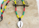 African Flag Inspired Cowrie Shell Necklace