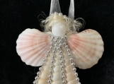 Silver Bead Angel Seashell Ornament