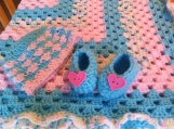 baby blanket with hat and booties