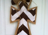 Brown Chevron and Burlap Door Hanger