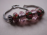 Floral Print Large Hole Bead Bracelet