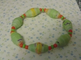 Lime green paper bead bracelet