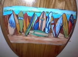 Original Hand painted longboards oak toilet seat/standard size  