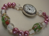 Pink Pearl and Glass Beaded Watch