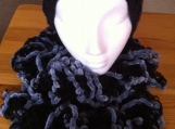 ruffle scarf ,black and blue