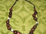 Wood and cord necklace.