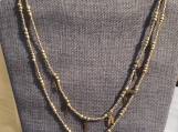 Blue Leaf Matte Gold Double Necklace 19"