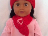 Doll Crochet Hat/Scarf Red with Heart