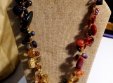 One of a Kind Beads Necklace Black Gold Red Tones