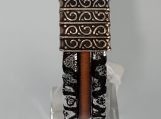 Orange, Black and Silver Leopard Leather Bracelet
