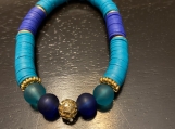 Teal and blue Heishi beads