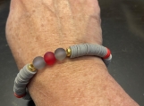 Gray and Red Heishi bead