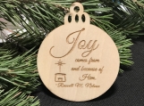 Double Sided "Joy  Comes...From Him" Christmas Ornament