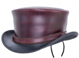 Hampton Leather Top Hat Napa Vino Color - Handmade From Genuine Cowhide Leather