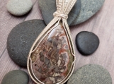 Tremendous Mushroom Rhyolite Pear Pendant 