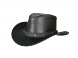 Unisex Australian Outback Hat - Black Leather Hat 