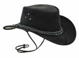 Unisex Australian Outback Hat - Cowhide Black Suede Leather