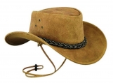 Unisex Australian Outback Hat - Cowhide Brown Suede Leather