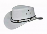 Unisex Australian Outback Hat - Ventilating White Leather Hat