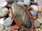 Beautiful Blue Mountain Jasper Leaf Pendant 