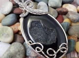 Dazzling Black Onyx Druzy in Silver and Titanium 