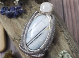 Magnificent Blue Banded Opal and Moonstone Pendant 