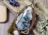 Marvelous Druzy Moss Agate with Moonstone 
