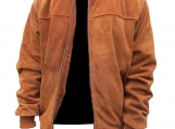 Men's Brown Bomber Jacket - Handmade Slim Fit from Premium Cowhide Suede Leather